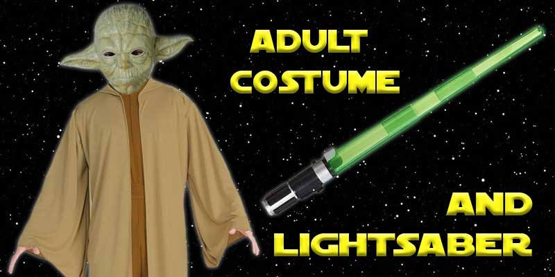 Yoda Costume and Lightsaber Bundle